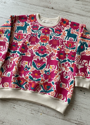 Mexican Otomi Embroidered Sweatshirt – Unisex Folk Art Design