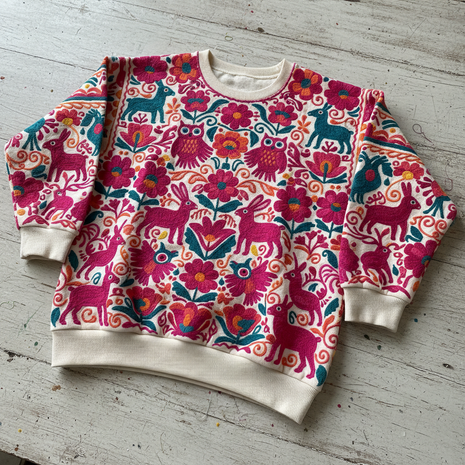 Mexican Otomi Embroidered Sweatshirt – Unisex Folk Art Design