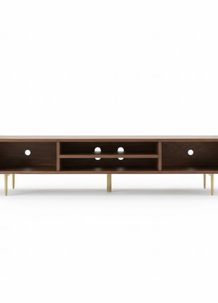 Modern Walnut TV Stand with Cable Management - Fits 65" TVs