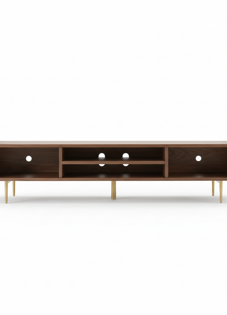 Modern Walnut TV Stand with Cable Management - Fits 65" TVs