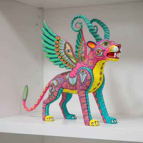 Mexican Alebrije Folk Art Figurine – Hand-Painted Fantasy Animal