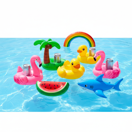 Colorful inflatable floating pool drink holders