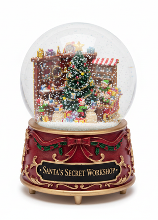 Festive Santa's Workshop Snow Globe