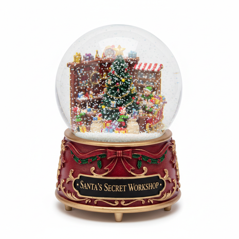 Festive Santa's Workshop Snow Globe