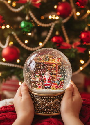 Festive Santa's Workshop Snow Globe