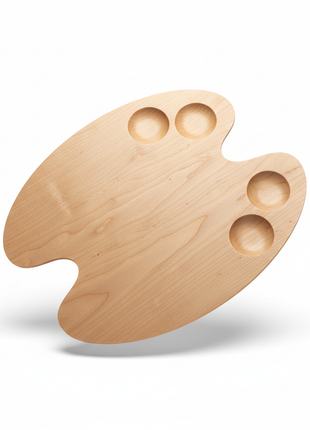 Wooden Artist Palette - Professional Paint Mixing Board with Thumb Hole
