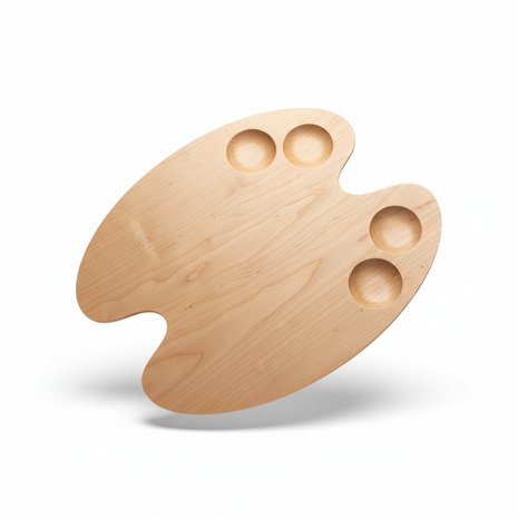 Wooden Artist Palette - Professional Paint Mixing Board with Thumb Hole