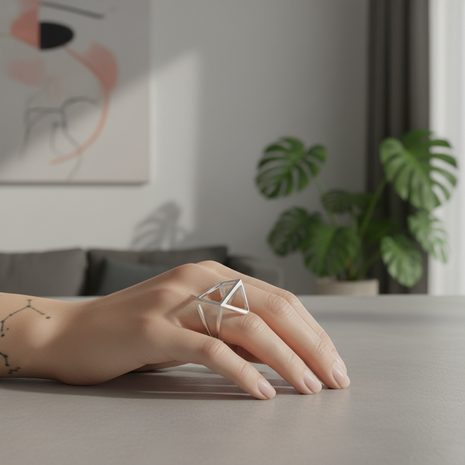 Geometric Silver Statement Ring