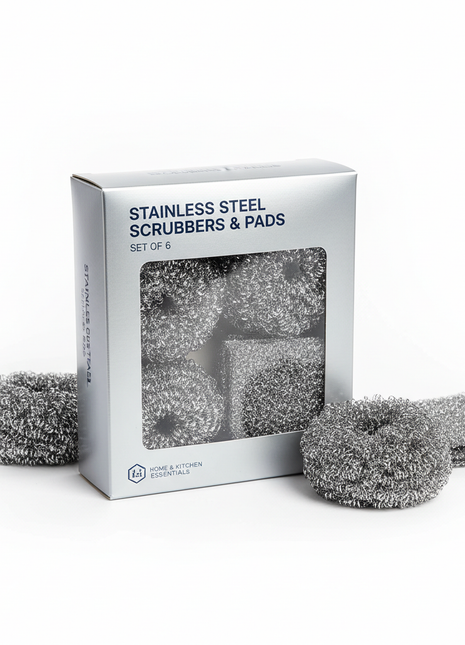Stainless Steel Scrubbing Sponge & Scouring Pad Set - 6 Pack