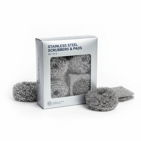 Stainless Steel Scrubbing Sponge & Scouring Pad Set - 6 Pack