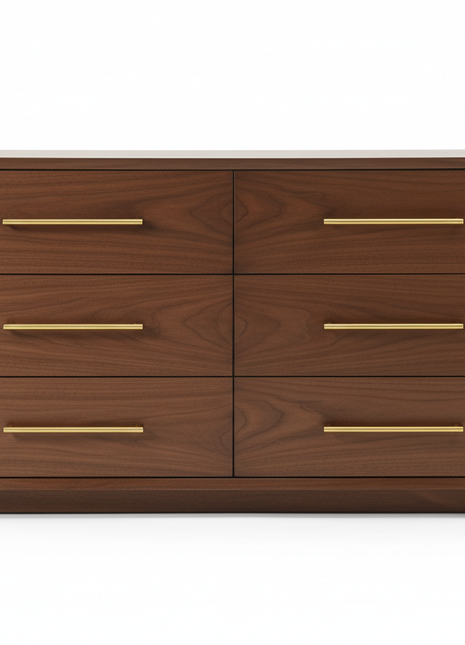 Brass-Accent 6-Drawer Dresser