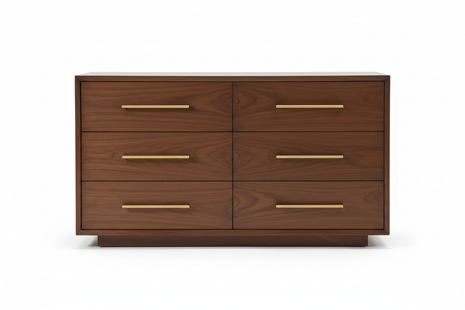 Brass-Accent 6-Drawer Dresser