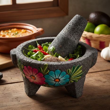 Mexican Volcanic Stone Molcajete – Hand-Carved Mortar & Pestle