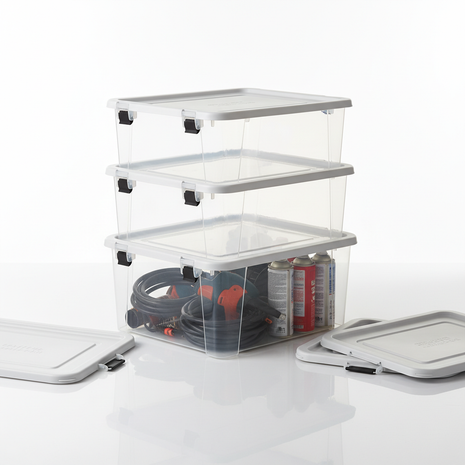 Storage Bins with Lids – Stackable Plastic Containers for Garage & Closet