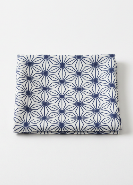 Japanese Silk Furoshiki Wrapping Cloth — Indigo Blue Geometric Pattern