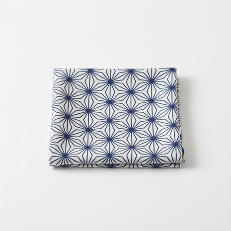 Japanese Silk Furoshiki Wrapping Cloth — Indigo Blue Geometric Pattern