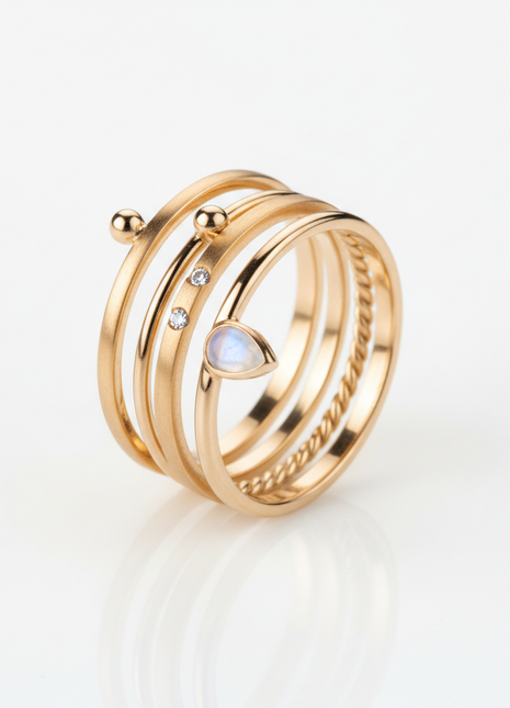 Delicate Gold Ring Set for Women