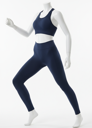 High-Performance Seamless Gym Set – Navy Blue
