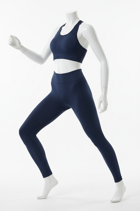 High-Performance Seamless Gym Set – Navy Blue
