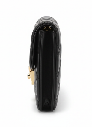Quilted Black Leather Evening Clutch
