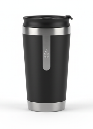 Insulated Travel Coffee Tumbler matte black stainless steel