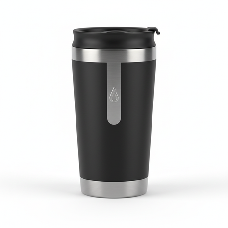 Insulated Travel Coffee Tumbler matte black stainless steel