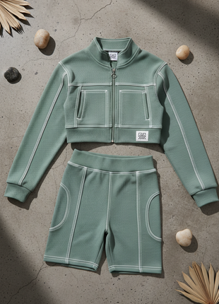 Fresh Sage Zip-Up & Biker Set