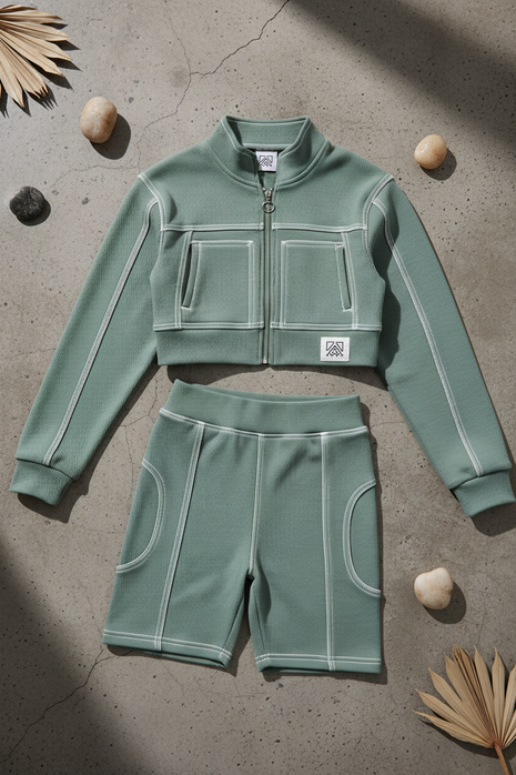 Fresh Sage Zip-Up & Biker Set
