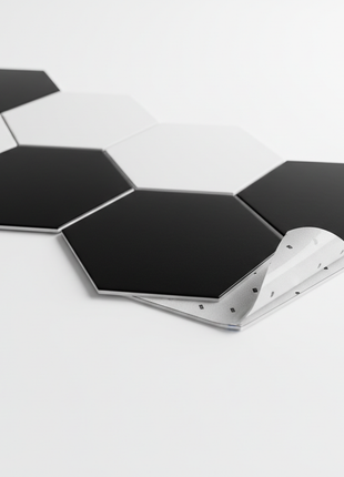 Black and White Hexagon Peel and Stick Floor Tiles - 12x12 Inch (15 Pack)