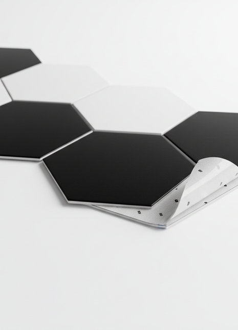 Black and White Hexagon Peel and Stick Floor Tiles - 12x12 Inch (15 Pack)