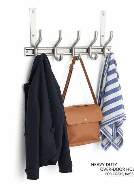 Over-Door Hooks – Heavy-Duty 6-Hook Rack for Coats, Bags & Towels
