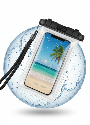 Clear waterproof phone pouch with lanyard