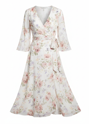 Floral Wrap Midi Dress