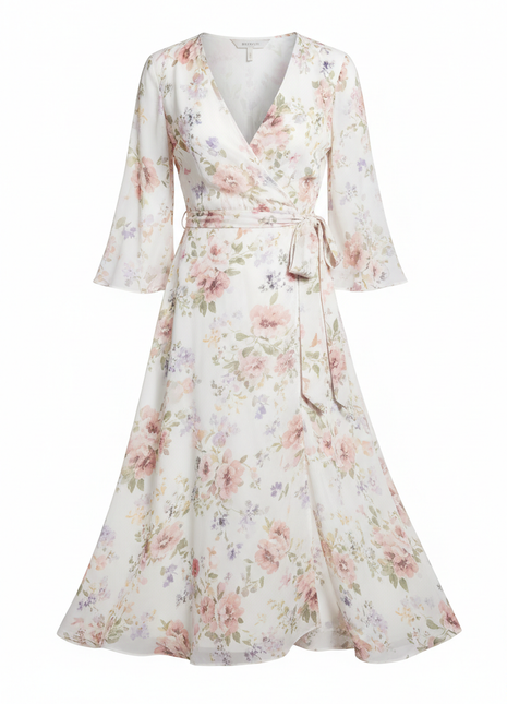 Floral Wrap Midi Dress