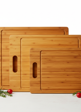 Bamboo Cutting Board Set of 3 sizes on kitchen counter