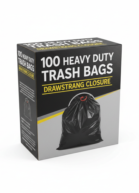 Heavy Duty Drawstring Trash Bags 100-Count