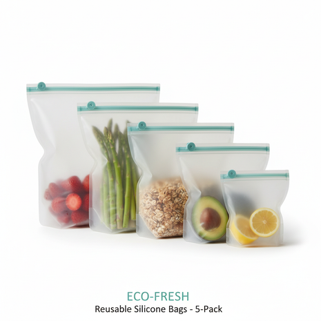 Reusable Silicone Zip-Lock Bags (5-Pack)