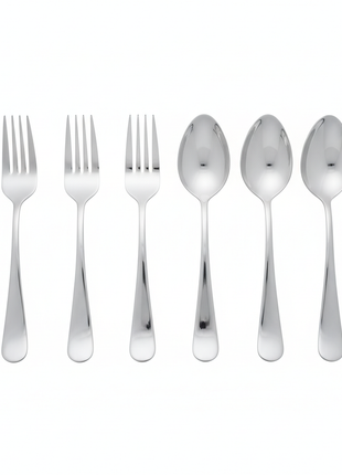 Stainless steel flatware set with 4 forks and 4 spoons polished silver