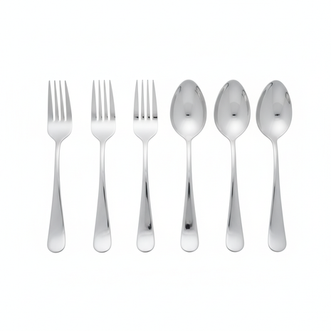 Stainless steel flatware set with 4 forks and 4 spoons polished silver