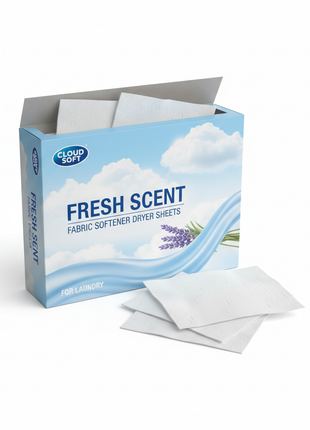 Box of fresh scent fabric softener dryer sheets