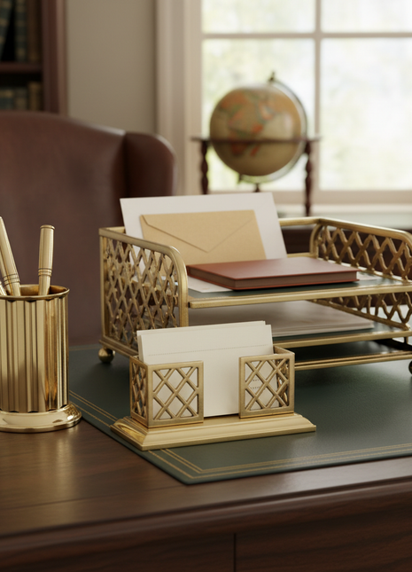 Antique Brass Desk Accessories Set (3-Piece)