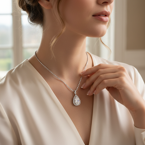 Diamond Teardrop Pendant Necklace