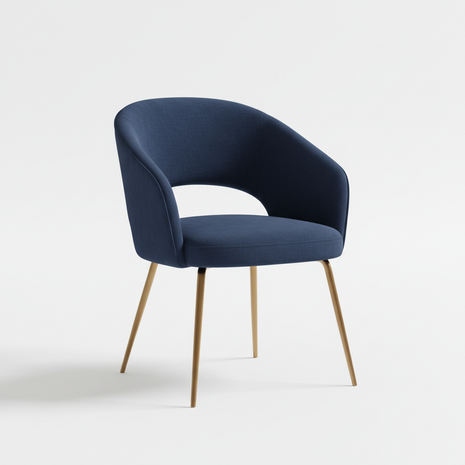 Navy Velvet Accent Chair with Brass Legs