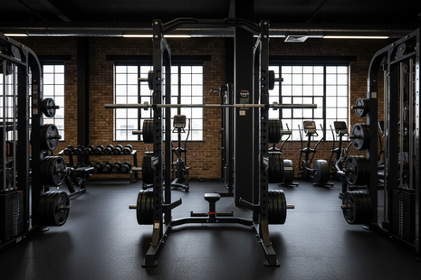 Commercial Smith machine in professional gym setting