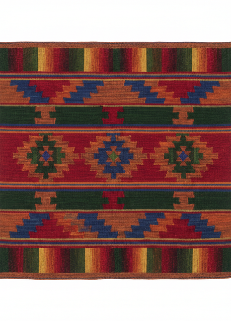 Otavalo Handwoven Wool Tapestry – Andean Geometric Pattern