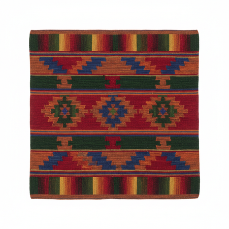 Otavalo Handwoven Wool Tapestry – Andean Geometric Pattern