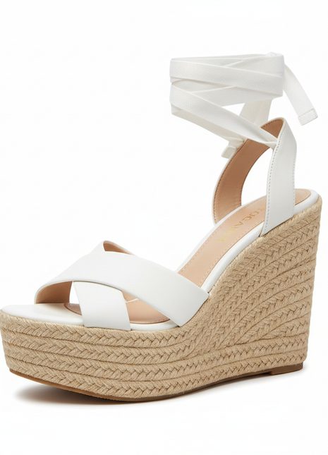 Women's Platform Wedge Espadrille Sandals – White