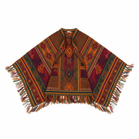 Alpaca Wool Andean Poncho – Traditional Highland Weave
