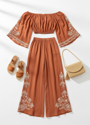 Terracotta Boho Palazzo Set
