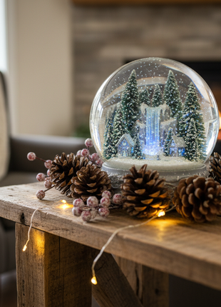 Enchanted Forest Snow Globe with Woodland Creatures
